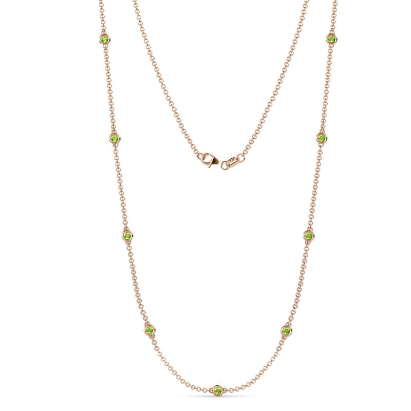 Adia (9 Stn/2.7mm) Peridot on Cable Necklace 