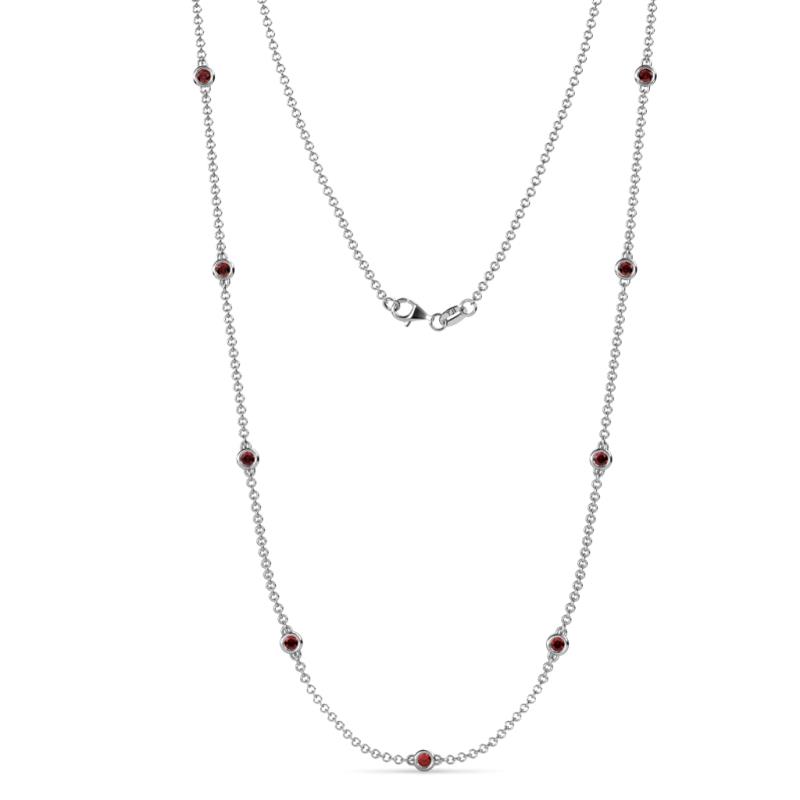 Adia (9 Stn/2.7mm) Red Garnet on Cable Necklace 