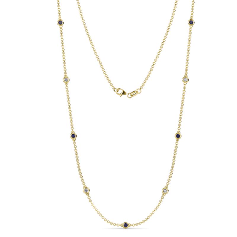 Adia (9 Stn/2.7mm) Blue Sapphire and Diamond on Cable Necklace 