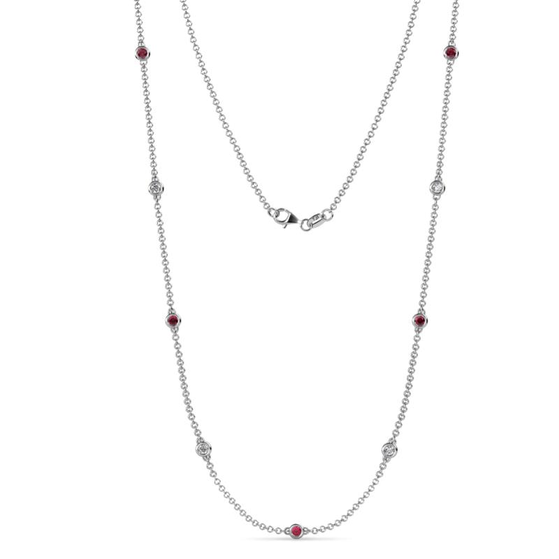 Adia (9 Stn/2.7mm) Ruby and Diamond on Cable Necklace 