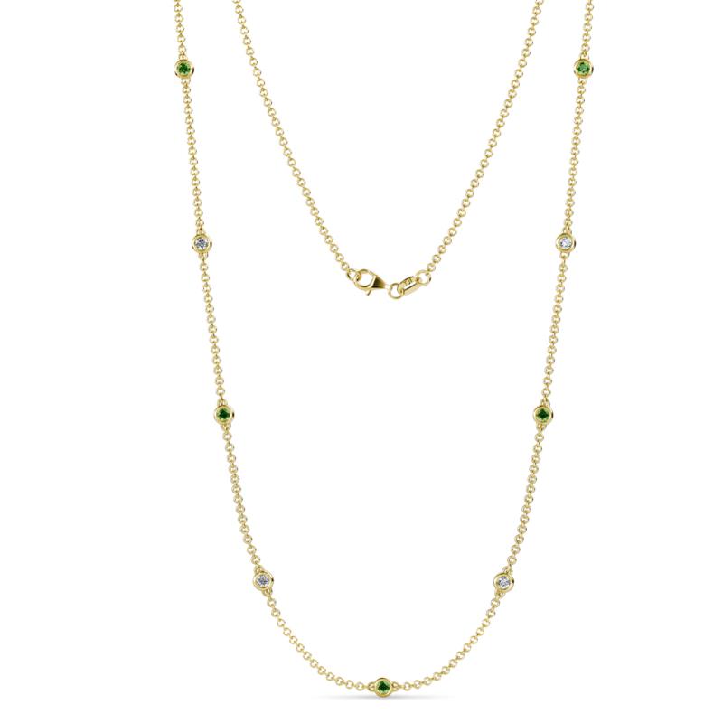 Adia (9 Stn/2.7mm) Green Garnet and Diamond on Cable Necklace 