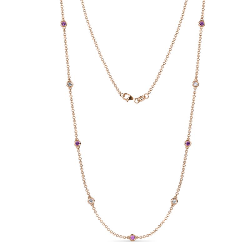Adia (9 Stn/2.7mm) Amethyst and Diamond on Cable Necklace 