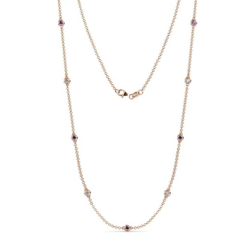 Adia (9 Stn/2.7mm) Iolite and Diamond on Cable Necklace 