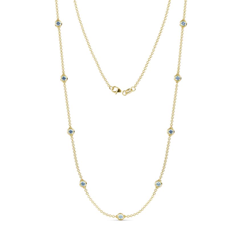 Adia (9 Stn/4mm) Aquamarine on Cable Necklace 