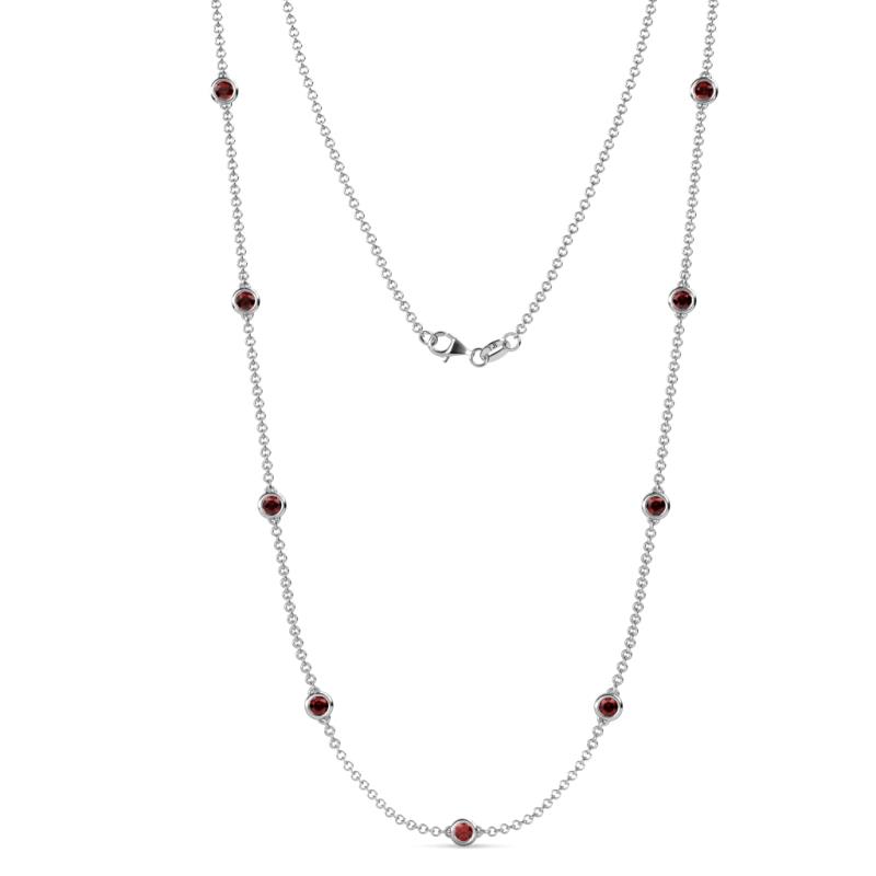 Adia (9 Stn/4mm) Red Garnet on Cable Necklace 