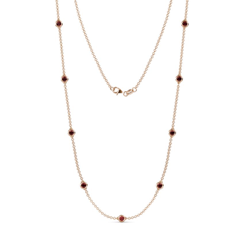 Adia (9 Stn/4mm) Red Garnet on Cable Necklace 