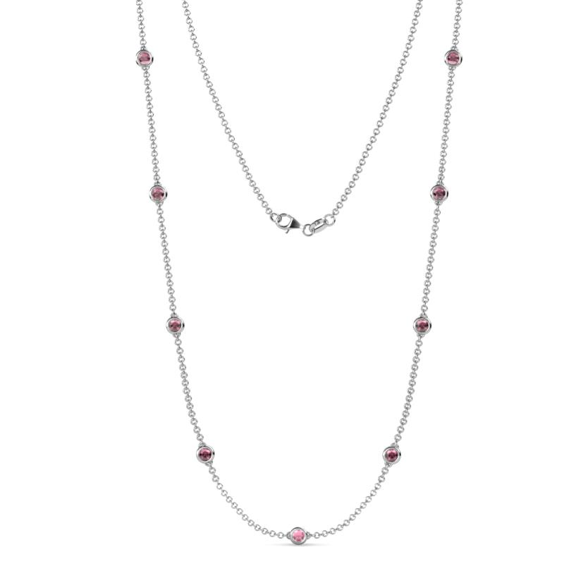Adia (9 Stn/4mm) Rhodolite Garnet on Cable Necklace 