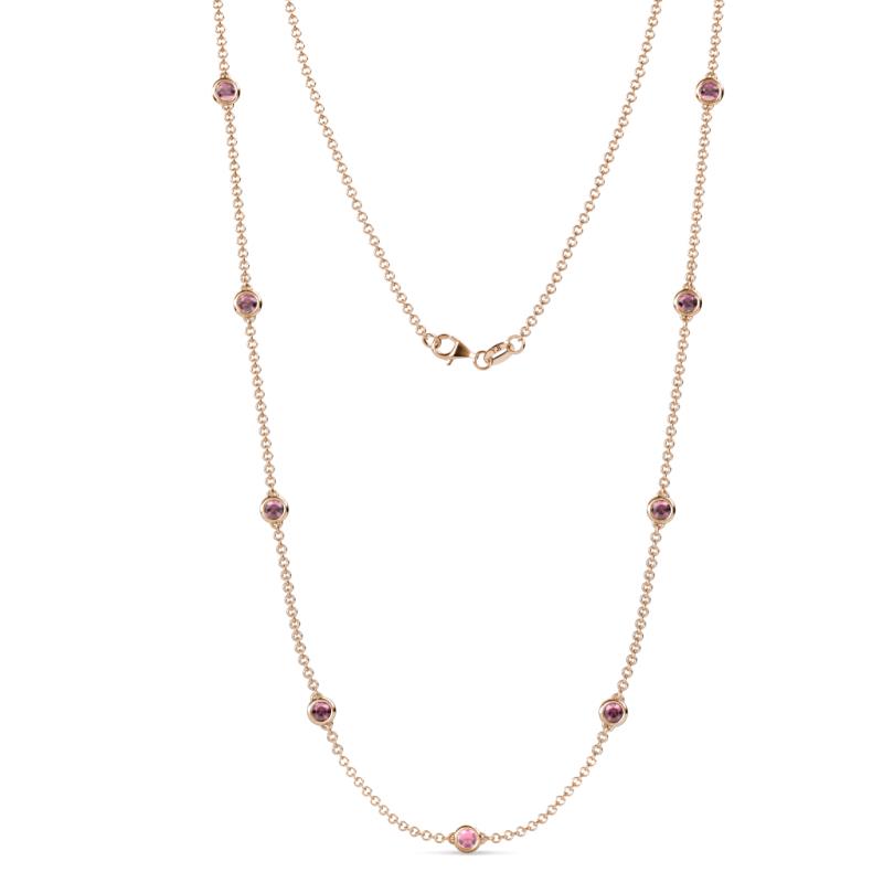 Adia (9 Stn/4mm) Rhodolite Garnet on Cable Necklace 
