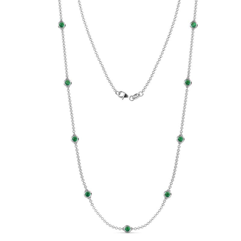 Adia (9 Stn/4mm) Emerald on Cable Necklace 