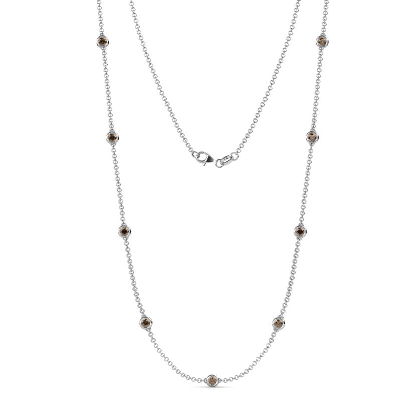 Adia (9 Stn/4mm) Smoky Quartz on Cable Necklace 