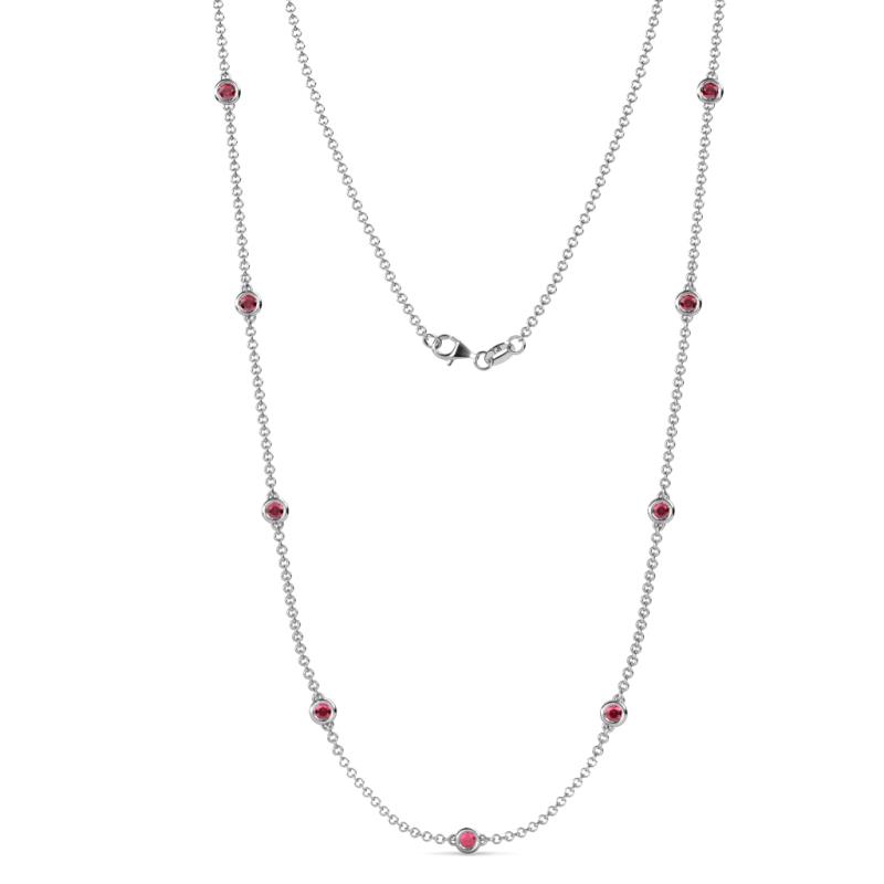 Adia (9 Stn/3.4mm) Ruby on Cable Necklace 