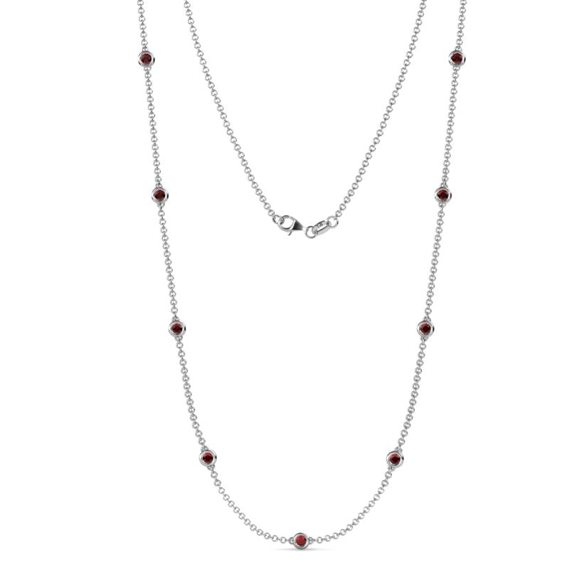Adia (9 Stn/3.4mm) Red Garnet on Cable Necklace 