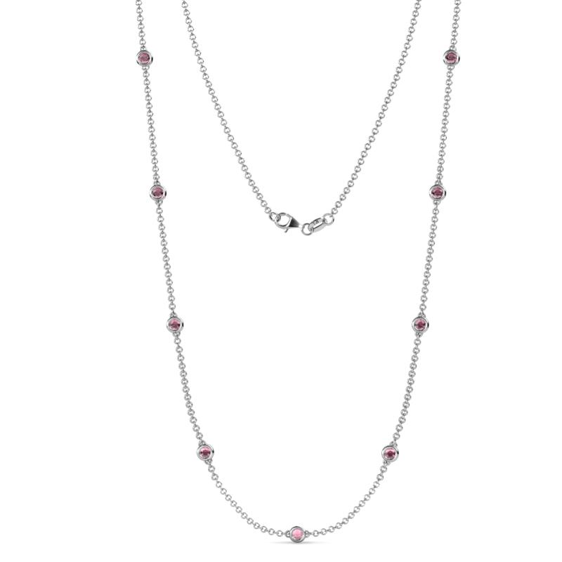 Adia (9 Stn/3.4mm) Rhodolite Garnet on Cable Necklace 