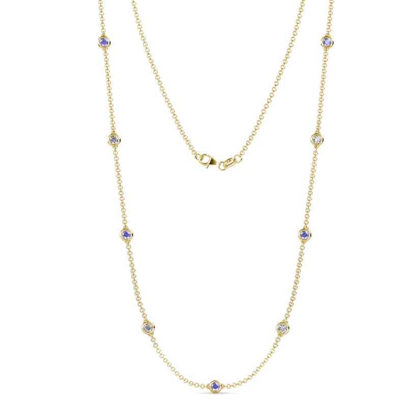 Adia (9 Stn/4mm) Tanzanite and Diamond on Cable Necklace 