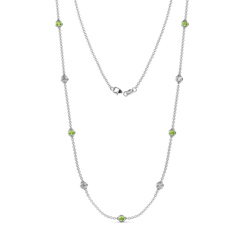 Adia (9 Stn/4mm) Peridot and Lab Grown Diamond on Cable Necklace 
