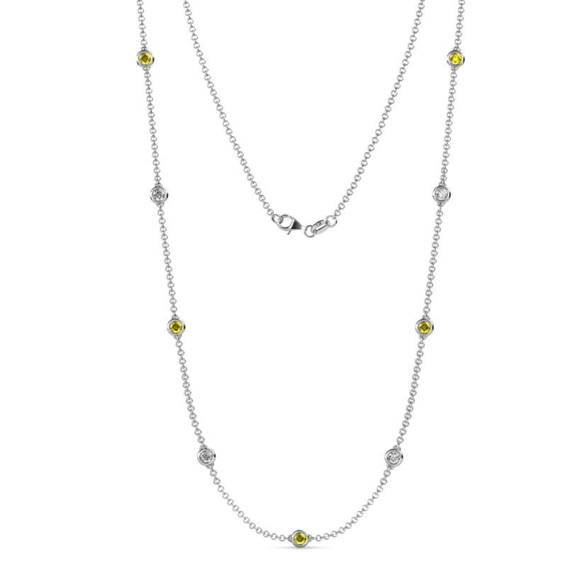 Adia (9 Stn/4mm) Yellow Diamond and White Lab Grown Diamond on Cable Necklace 