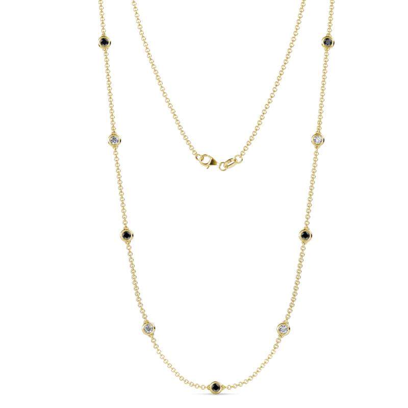 Adia (9 Stn/4mm) Black and White Diamond on Cable Necklace 