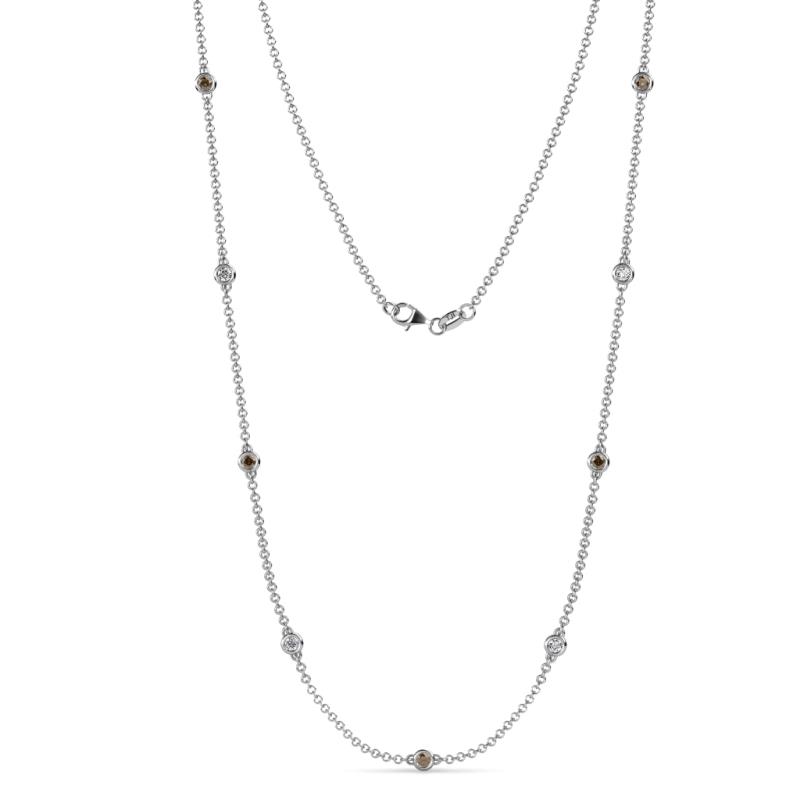 Adia (9 Stn/2.3mm) Smoky Quartz and Diamond on Cable Necklace 