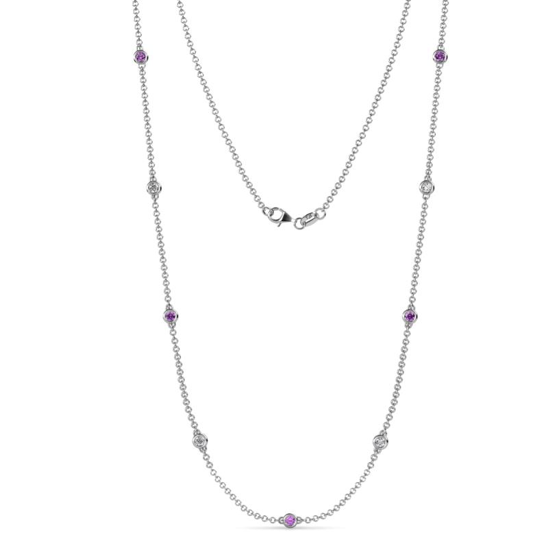 Adia (9 Stn/2.3mm) Amethyst and Lab Grown Diamond on Cable Necklace 