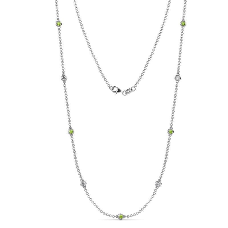 Adia (9 Stn/2.3mm) Peridot and Lab Grown Diamond on Cable Necklace 