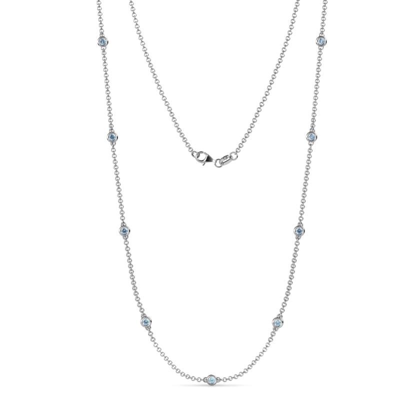 Adia (9 Stn/2.3mm) Aquamarine on Cable Necklace 