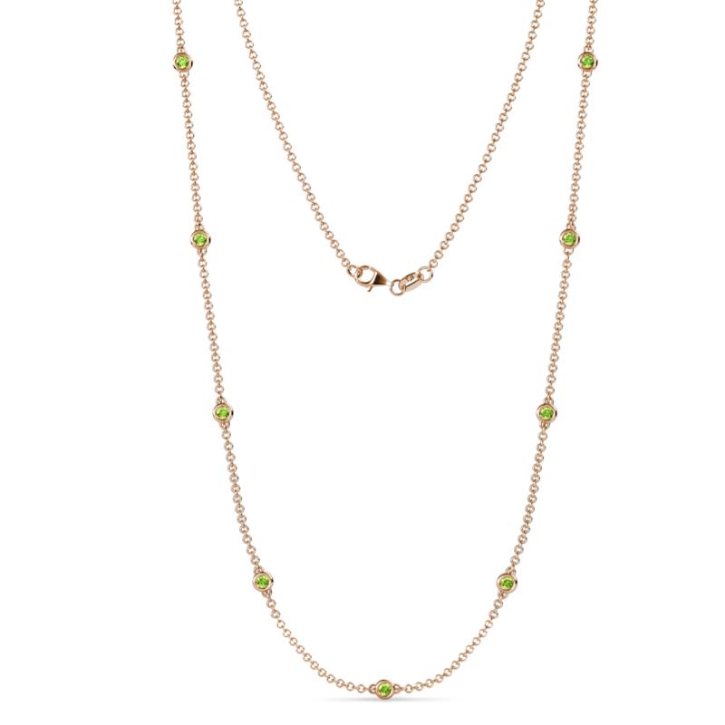 Adia (9 Stn/3mm) Peridot on Cable Necklace 