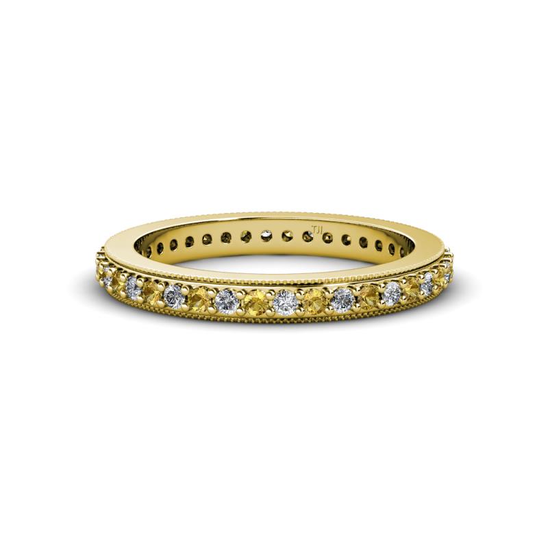 Caitlin 1.60 mm Citrine and Diamond Eternity Band 