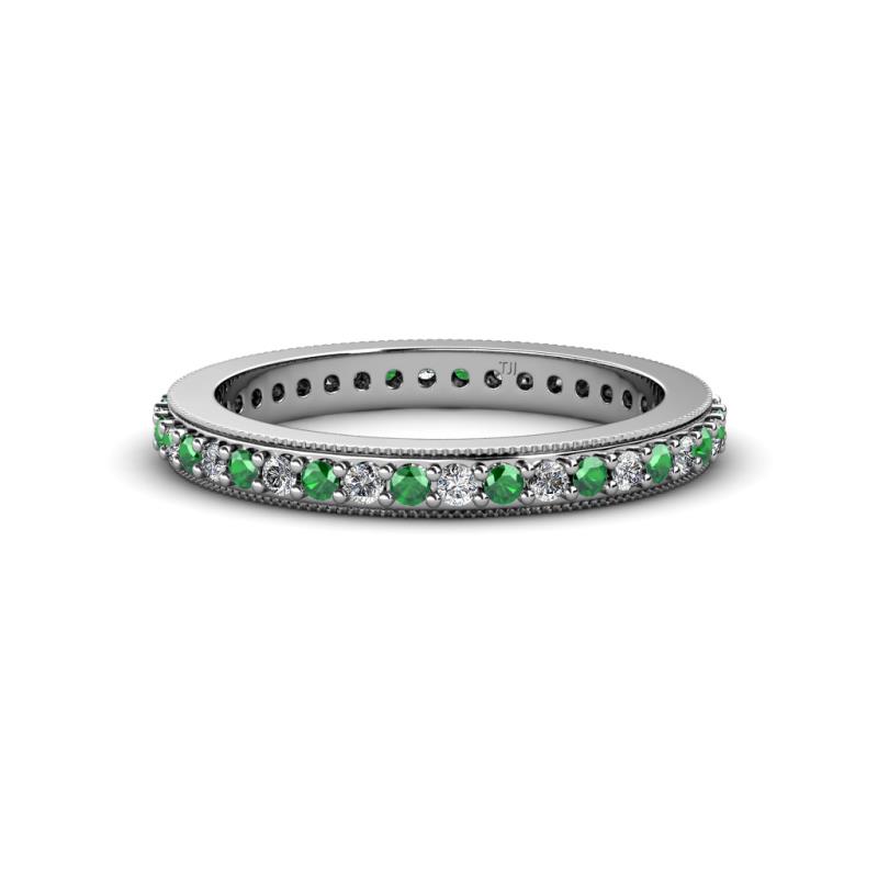 Caitlin 1.60 mm Emerald and Diamond Eternity Band 