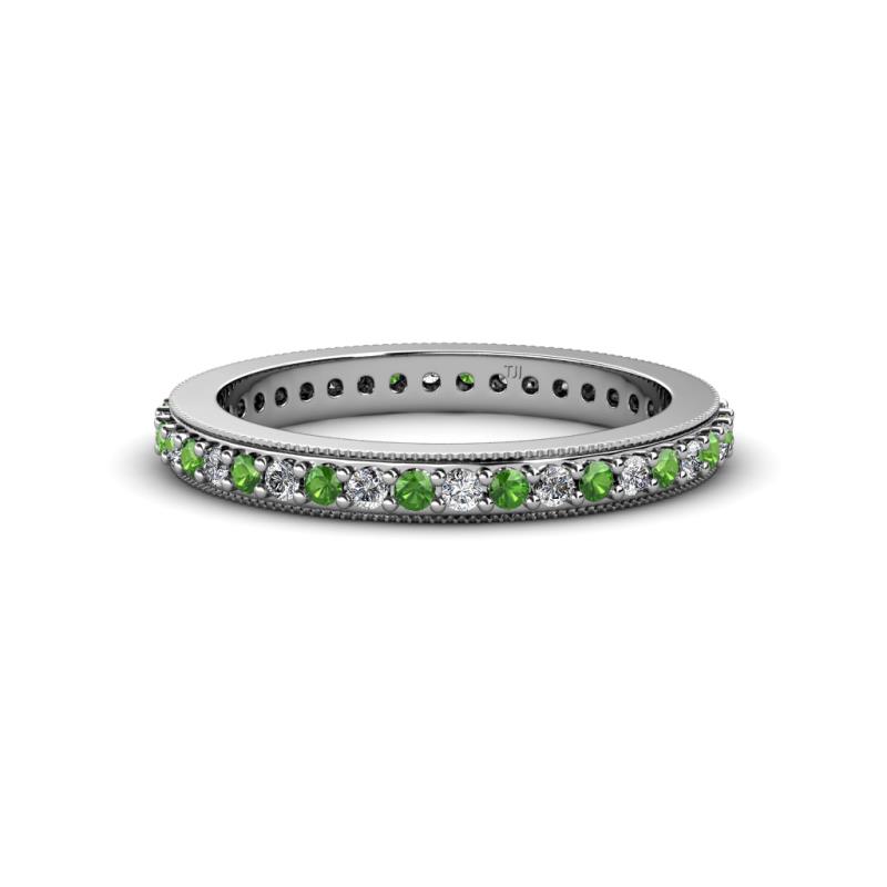 Caitlin 1.60 mm Green Garnet and Diamond Eternity Band 