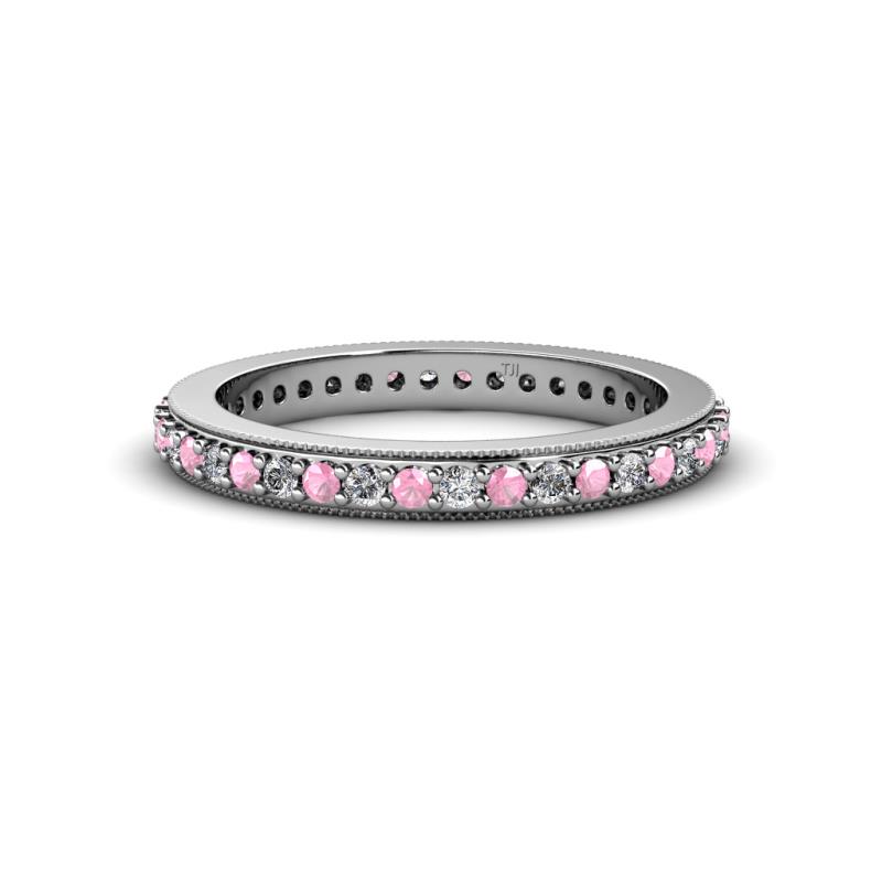 Caitlin 1.60 mm Pink Tourmaline and Diamond Eternity Band 