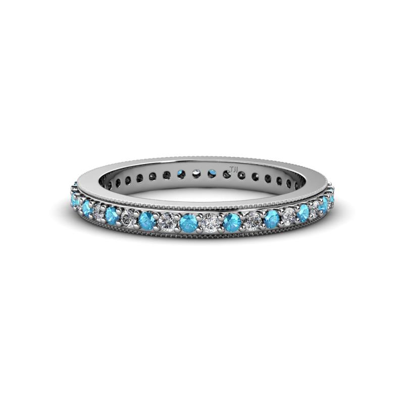 Caitlin 1.60 mm Blue and White Diamond Eternity Band 