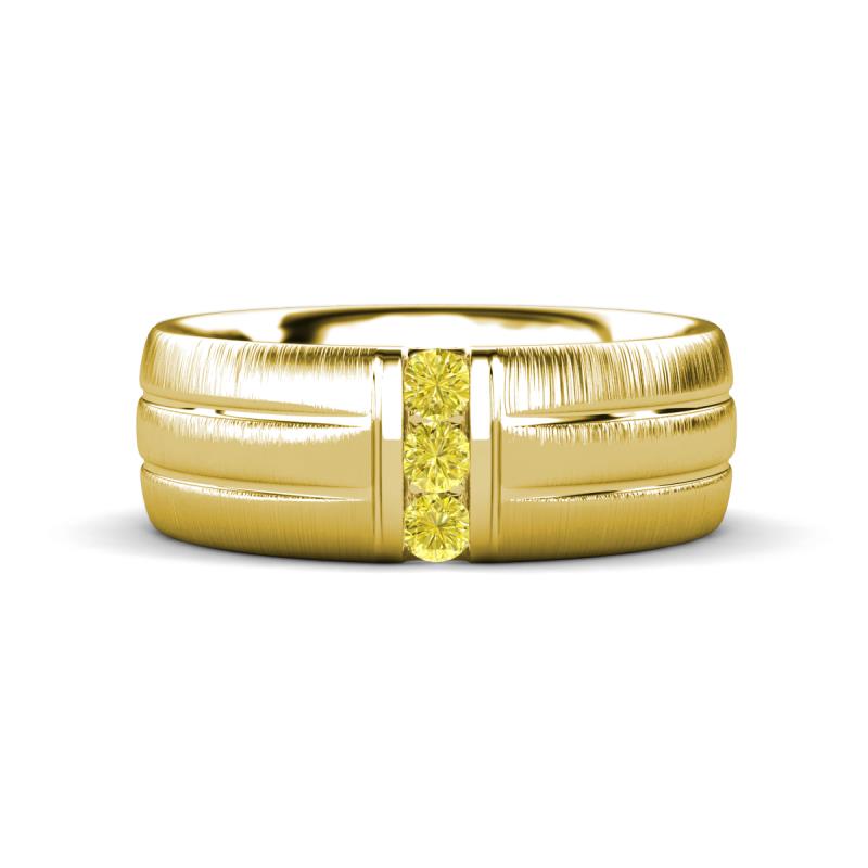 LeBron 0.15 ctw Round Yellow Diamond with Brushed and Polished Finish 8.00 mm Three Stone Men's Wedding Band 