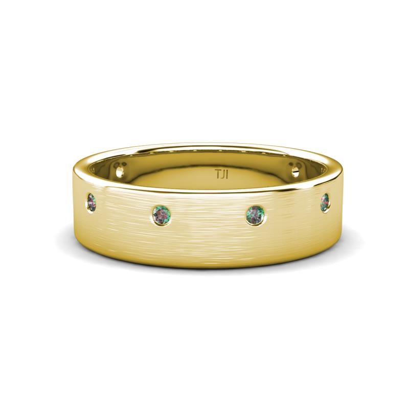 Orion 0.21 ctw Round Lab Created Alexandrite Brushed Satin Finish Men Wedding Band (8 mm) 