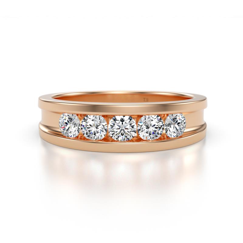 Aaron 0.50 ctw Lab Grown Diamond 5 Stone Men Wedding Band (5 mm) 