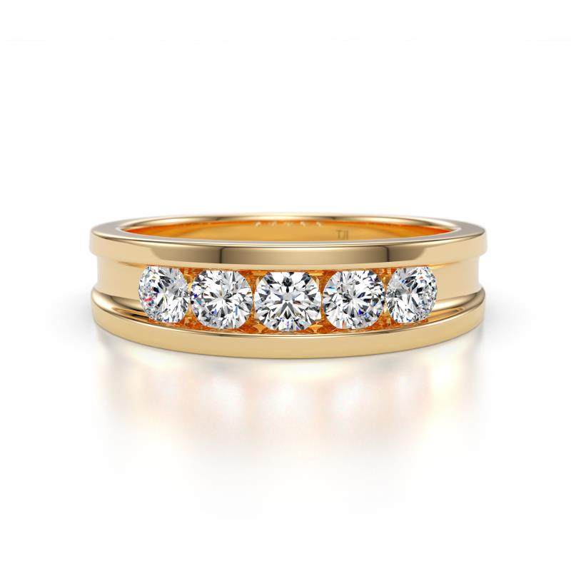 Aaron 0.50 ctw Natural Diamond 5 Stone Men Wedding Band (5 mm) 