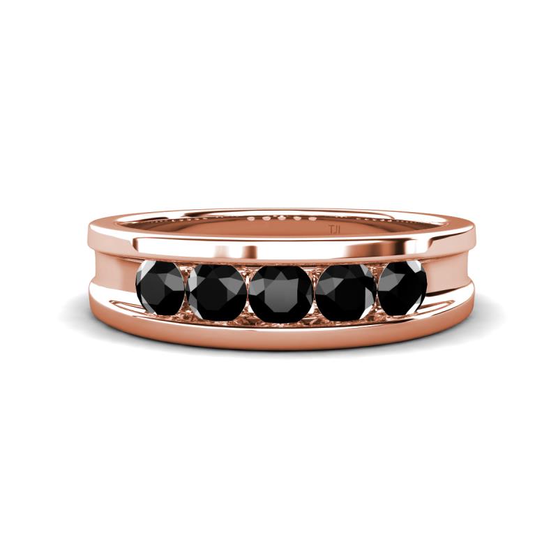 Aaron 0.55 ctw Black Diamond 5 Stone Men Wedding Band (5 mm) 