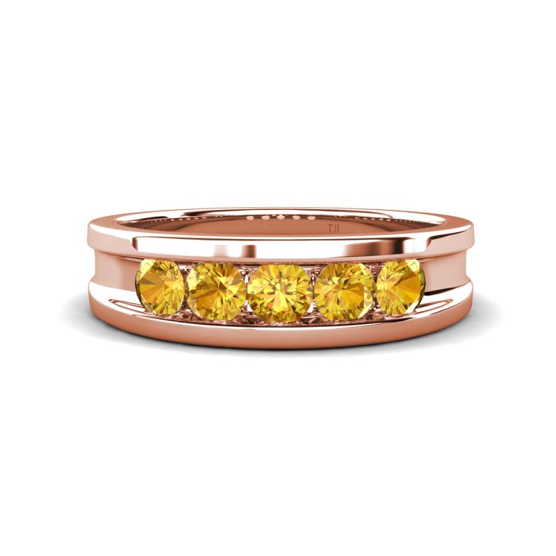 Aaron 0.40 ctw Citrine 5 Stone Men Wedding Band (5 mm) 