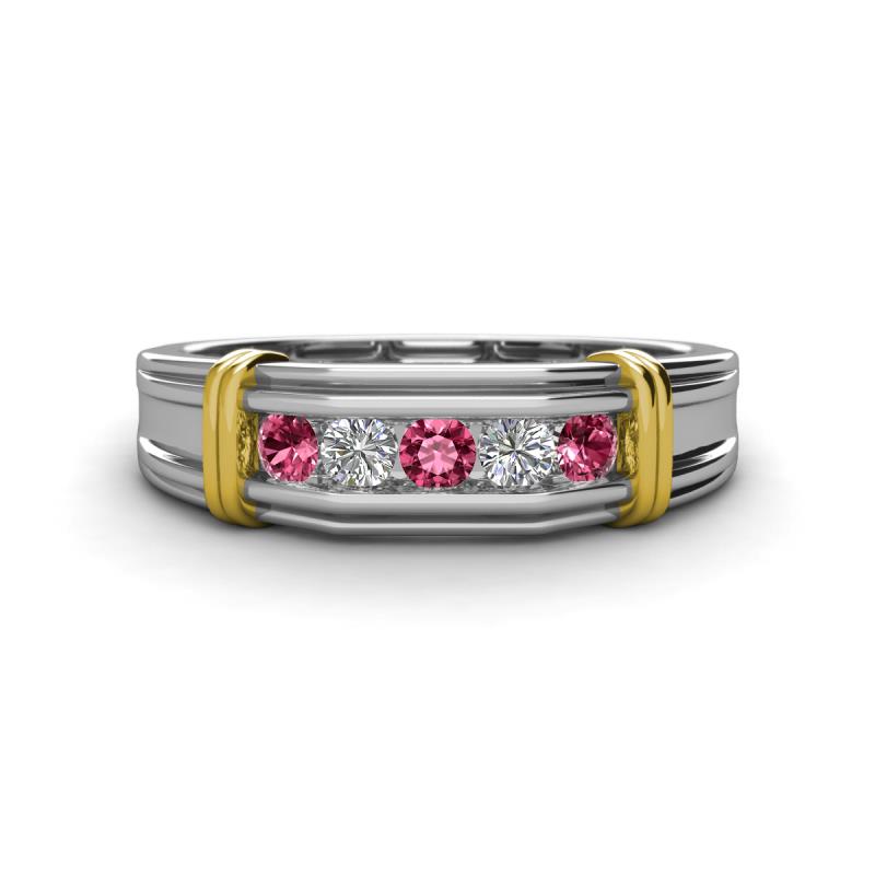 Kevin 0.44 ctw Pink Tourmaline and Natural Diamond Men Wedding Band (7.80 mm) 
