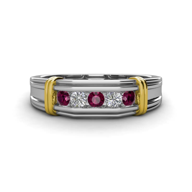 Kevin 0.55 ctw Rhodolite Garnet and Natural Diamond Men Wedding Band (7.80 mm) 