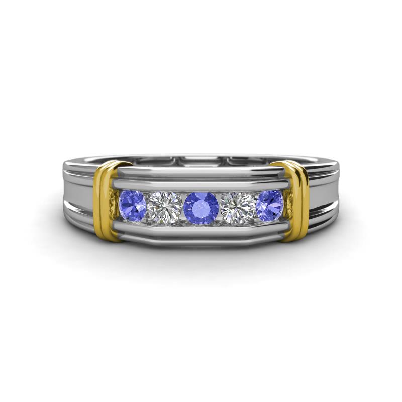 Kevin 0.47 ctw Tanzanite and Natural Diamond Men Wedding Band (7.80 mm) 