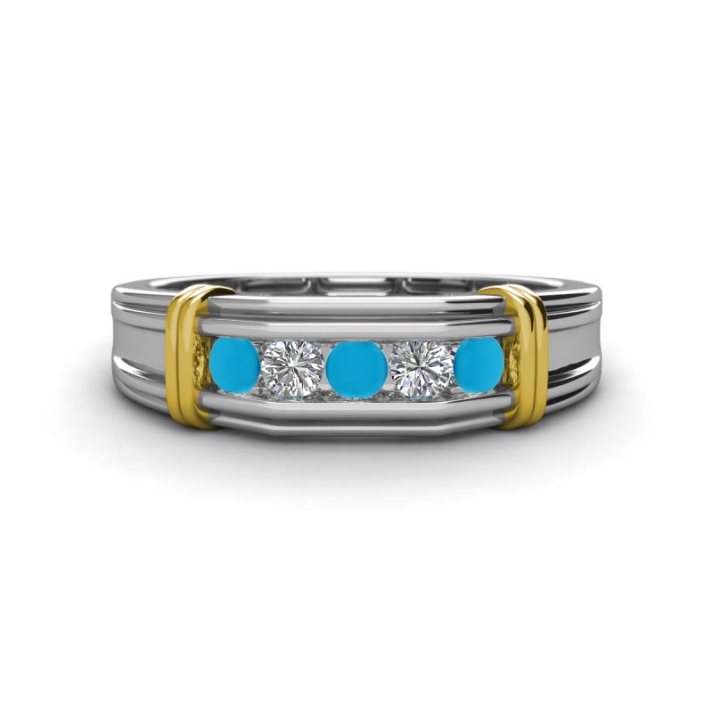 Kevin 0.41 ctw Turquoise and Natural Diamond Men Wedding Band (7.80 mm) 