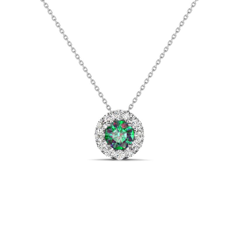 Bernice 0.53 ctw Created Alexandrite accented Natural Diamonds Halo Pendant 