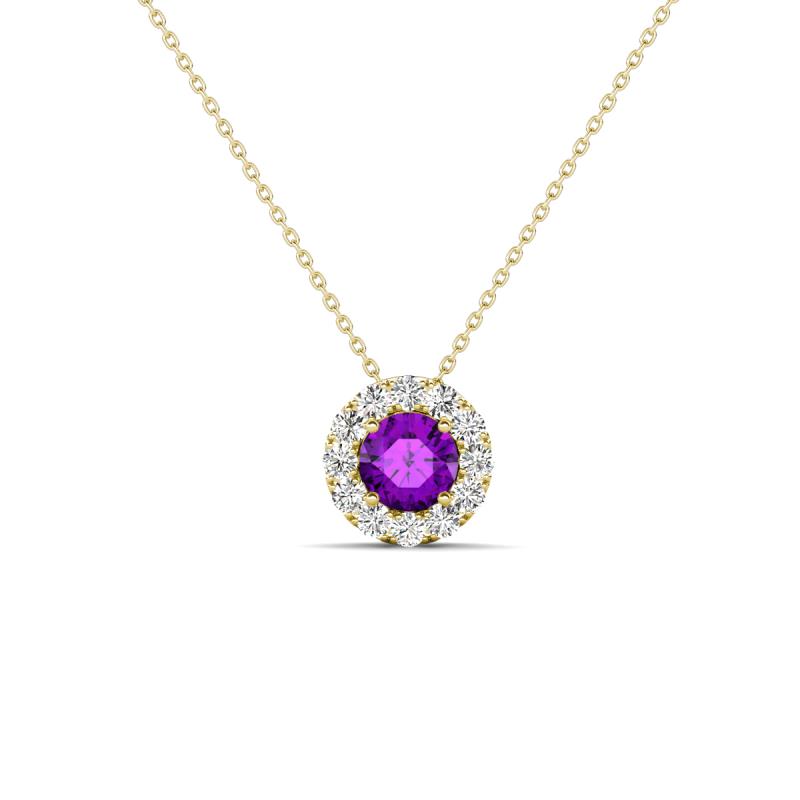 Bernice 0.38 ctw Amethyst accented Natural Diamonds Halo Pendant 