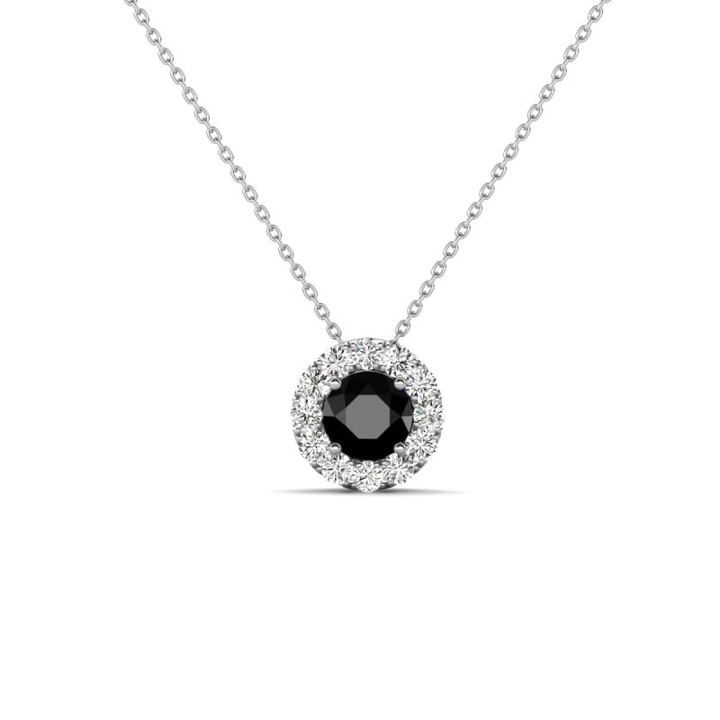 Bernice 0.45 ctw Black Diamond accented Natural Diamonds Halo Pendant 