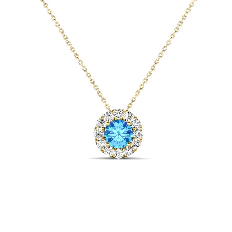 Bernice 0.40 ctw Blue Topaz accented Natural Diamonds Halo Pendant 