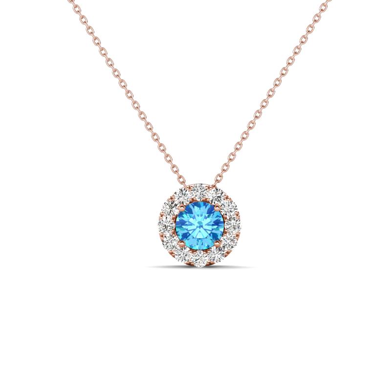 Bernice 0.40 ctw Blue Topaz accented Natural Diamonds Halo Pendant 