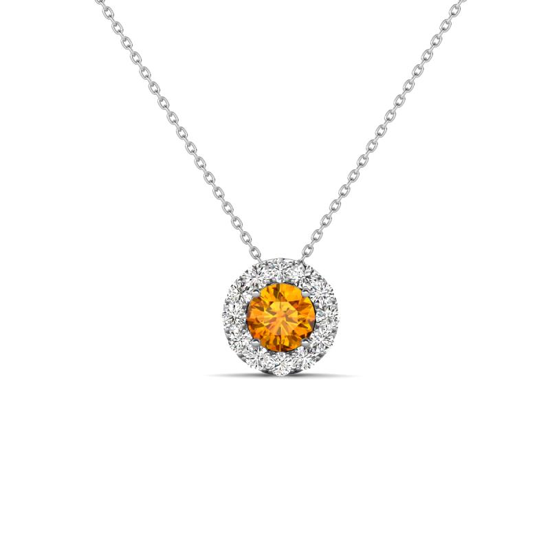 Bernice 0.38 ctw Citrine accented Natural Diamonds Halo Pendant 