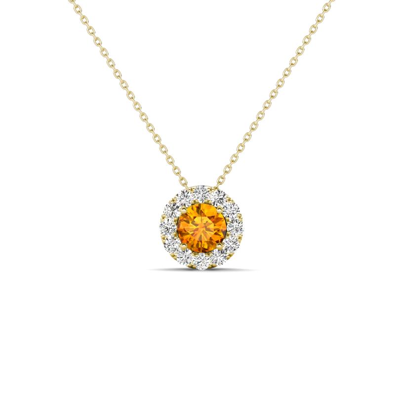 Bernice 0.38 ctw Citrine accented Natural Diamonds Halo Pendant 