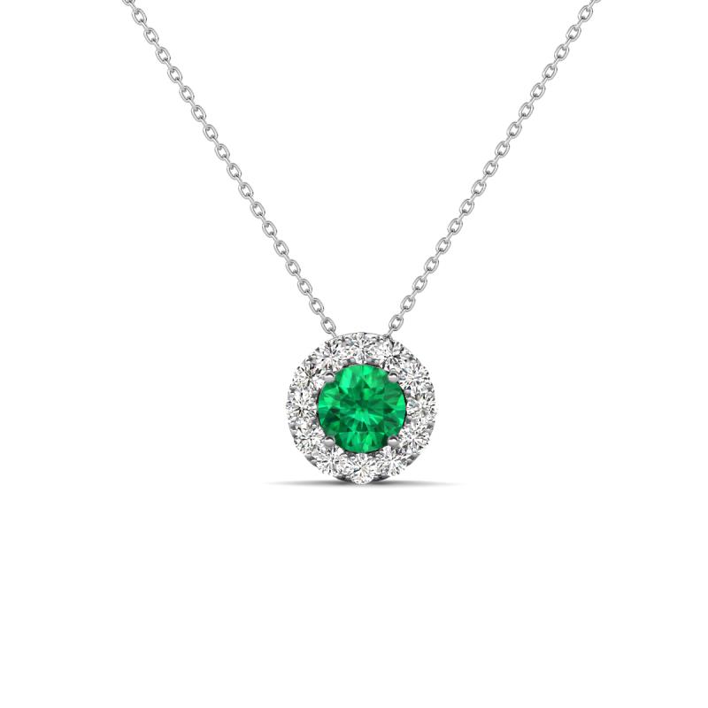 Bernice 0.43 ctw Emerald accented Natural Diamonds Halo Pendant 