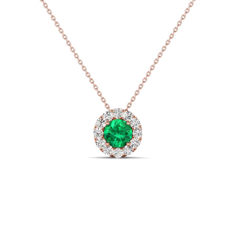 Bernice 0.43 ctw Emerald accented Natural Diamonds Halo Pendant 